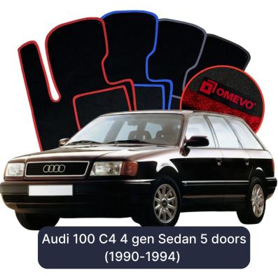 Velours-Autofußmatten OMEVO für Audi 100 C4 4 gen Limousine 5 Türer (1994-1997)