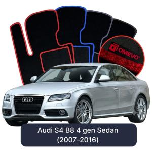 OMEVO Velours-Autofußmatten für Audi S4 B8 4 gen Limousine (2007-2016)