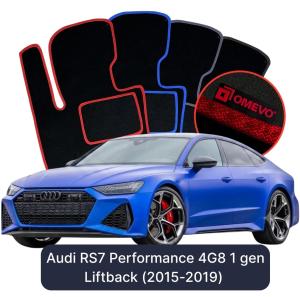 OMEVO Velours-Autofußmatten für Audi RS7 Performance 4G8 1 gen Liftback (2015-2019)