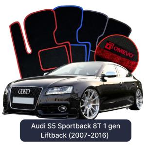 OMEVO Velours-Autofußmatten für Audi S5 Sportback 8T 1 gen Liftback (2007-2016)