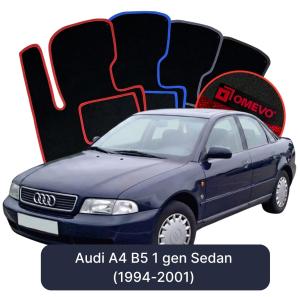 OMEVO Velours-Autofußmatten für Audi A4 B5 1 gen Limousine (1994-2001)
