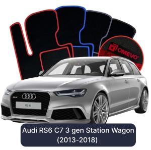 OMEVO Velours-Autofußmatten für Audi RS6 C7 3 gen Kombi (2013-2018)