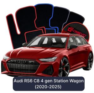 OMEVO Velours-Autofußmatten für Audi RS6 C8 4 gen Kombi (2020-2025)