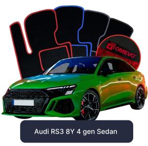 OMEVO Velours-Autofußmatten für Audi RS3 8Y 4 gen Limousine (2020-2025)