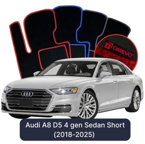 OMEVO Velours-Autofußmatten für Audi A8 D5 4 gen Limousine Kurzversion (2018-2025)