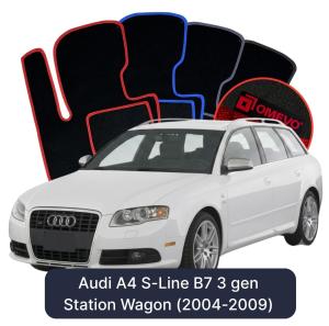 OMEVO Velours-Autofußmatten für Audi A4 S-Line B7 3 gen Kombi (2004-2009)