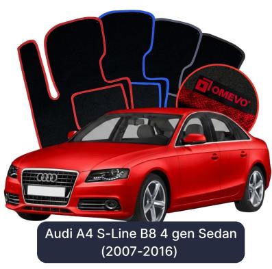 Velours-Autofußmatten OMEVO für Audi A4 S-Line B8 4 gen Limousine (2007-2016)