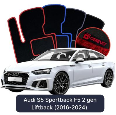 Velours-Autofußmatten OMEVO für Audi S5 Sportback F5 2 gen Liftback (2016-2024)