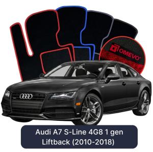 OMEVO Velours-Autofußmatten für Audi A7 S-Line 4G8 1 gen Liftback (2010-2018)