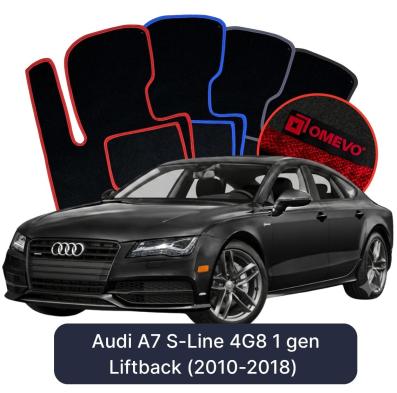 Velours-Autofußmatten OMEVO für Audi A7 S-Line 4G8 1 gen Liftback (2010-2018)