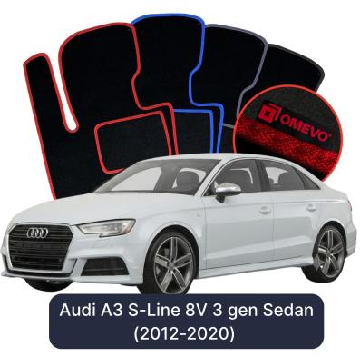 Velours-Autofußmatten OMEVO für Audi A3 S-Line 8V 3 gen Limousine (2012-2020)