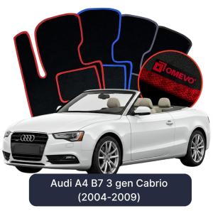 OMEVO Velours-Autofußmatten für Audi A4 B7 3 gen Cabrio (2004-2009)