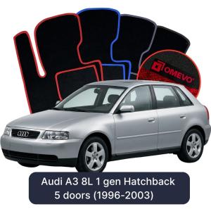 OMEVO Velours-Autofußmatten für Audi A3 8L 1 gen Kompakt 5 Türer (1996-2003)