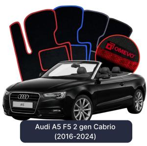 OMEVO Velours-Autofußmatten für Audi A5 F5 2 gen Cabrio (2016-2024)