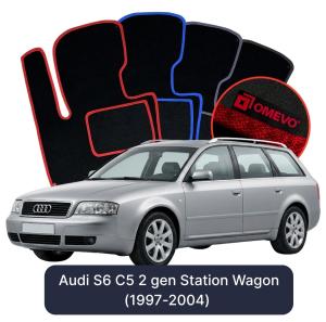 OMEVO Velours-Autofußmatten für Audi S6 C5 2 gen Kombi (1997-2004)