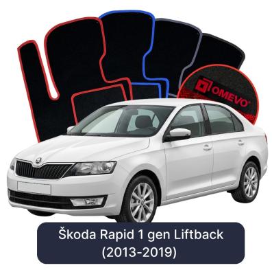 Velours-Autofußmatten OMEVO für Škoda Rapid 1 gen Liftback (2013-2019)