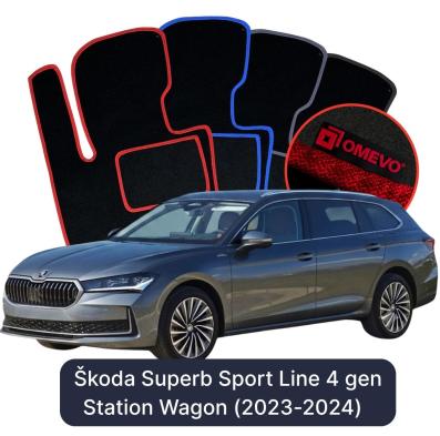 Velours-Autofußmatten OMEVO für Škoda Superb Sport Line 4 gen Kombi (2023-2024)