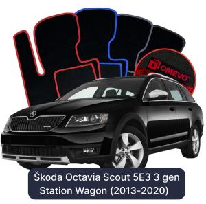 OMEVO Velours-Autofußmatten für Škoda Octavia Scout 5E3 3 gen Kombi (2013-2020)