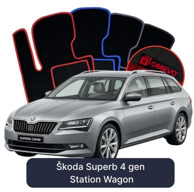 Velours-Autofußmatten OMEVO für Škoda Superb 4 gen Kombi (2023-2024)