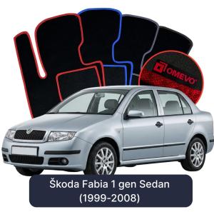 OMEVO Velours-Autofußmatten für Škoda Fabia 1 gen Limousine (1999-2008)
