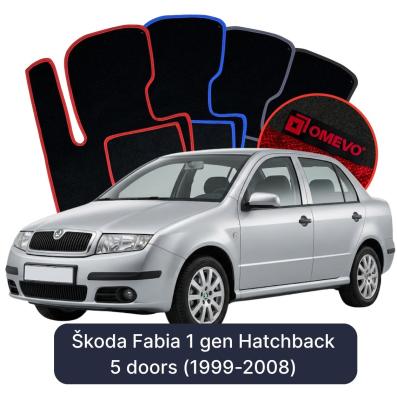 Velours-Autofußmatten OMEVO für Škoda Fabia 1 gen Kompakt 5 Türer (1999-2008)
