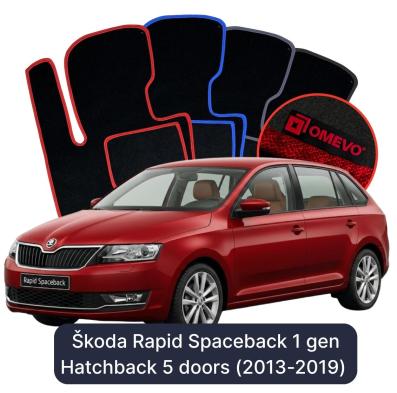 Velours-Autofußmatten OMEVO für Škoda Rapid Spaceback 1 gen Kompakt 3 Türen (2013-2019)