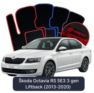 OMEVO Velours-Autofußmatten für Škoda Octavia RS 5E3 3 gen Liftback (2013-2020)