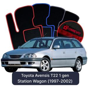 OMEVO Velours-Autofußmatten für Toyota Avensis T22 1 gen Kombi (1997-2002)