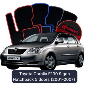 OMEVO Velours-Autofußmatten für Toyota Corolla E130 9 gen Kompakt 5 Türer (2001-2007)