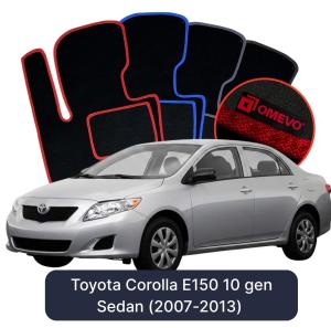 OMEVO Velours-Autofußmatten für Toyota Corolla E150 10 gen Limousine (2007-2013)