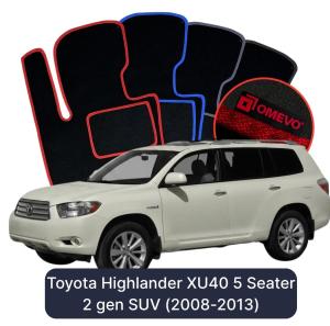 OMEVO Velours-Autofußmatten für Toyota Highlander XU40 5-Sitzer 2 gen SUV (2008-2013)