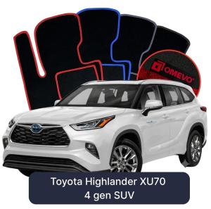 OMEVO Velours-Autofußmatten für Toyota Highlander XU70 4 gen SUV (2019-2025)