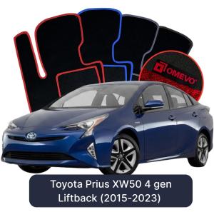 OMEVO Velours-Autofußmatten für Toyota Prius XW50 4 gen Liftback (2015-2023)