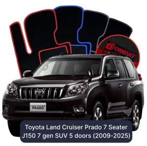 OMEVO Velours-Autofußmatten für Toyota Land Cruiser Prado 7-Sitzer J150 7 gen SUV 5-Türer (2009–2025)
