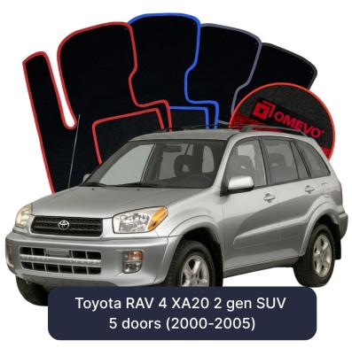 Velours-Autofußmatten OMEVO für Toyota RAV 4 XA20 2 gen SUV 5 Türer (2000-2005)