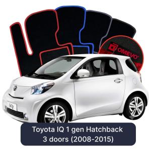 OMEVO Velours-Autofußmatten für Toyota IQ 1 gen Kompakt 3 Türer (2008-2015)