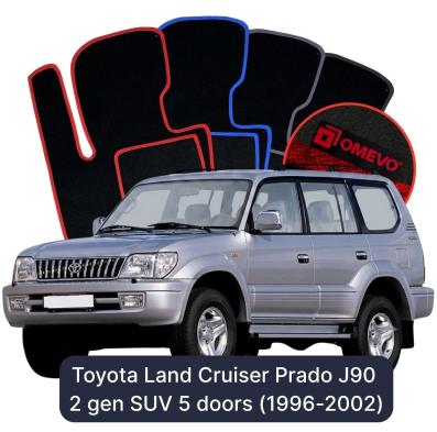 Velours-Autofußmatten OMEVO für Toyota Land Cruiser Prado J90 2 gen SUV 5 Türer (1996-2002)