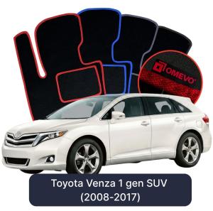 OMEVO Velours-Autofußmatten für Toyota Venza 1 gen SUV (2008-2017)