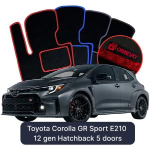 OMEVO Velours-Autofußmatten für Toyota Corolla GR Sport E210 12 gen Schrägheck 5-Türer (2018-2025)