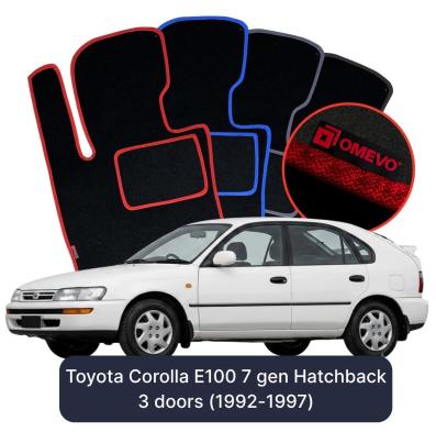 Velours-Autofußmatten OMEVO für Toyota Corolla E100 7 gen Kompakt 3 Türer (1992-1997)