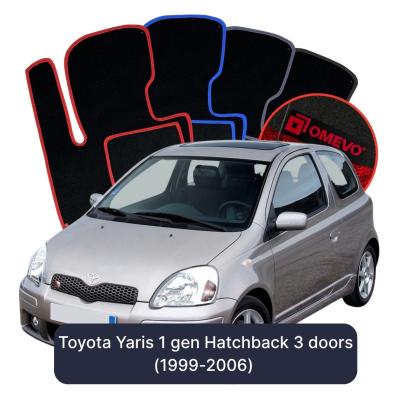 Velours-Autofußmatten OMEVO für Toyota Yaris 1 gen Kompakt 3 Türer (1999-2006)