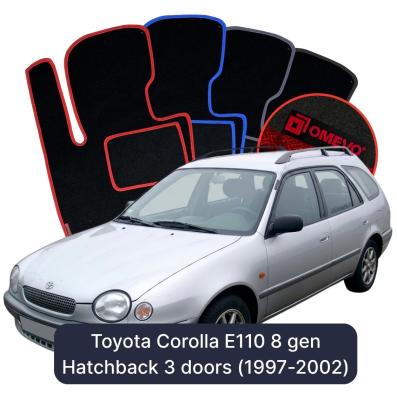 Velours-Autofußmatten OMEVO für Toyota Corolla E110 8 gen Kompakt 3 Türer (1997-2002)