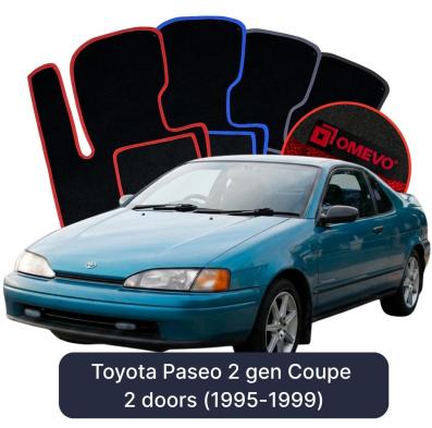 Velours-Autofußmatten OMEVO für Toyota Paseo 2 gen Coupe 2 Türer (1995-1999)