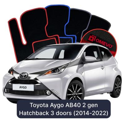 Velours-Autofußmatten OMEVO für Toyota Aygo AB40 2 gen Kompakt 3 Türer (2014–2022)