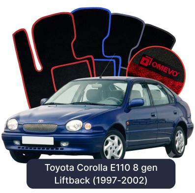 Velours-Autofußmatten OMEVO für Toyota Corolla E110 8 gen Liftback (1997-2002)