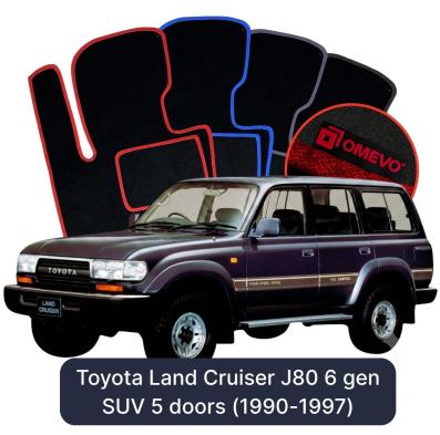 Velours-Autofußmatten OMEVO für Toyota Land Cruiser J80 6 gen SUV 5 Türer (1990-1997)
