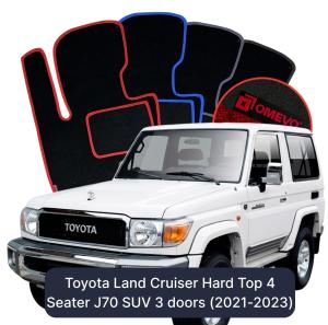OMEVO Velours-Autofußmatten für Toyota Land Cruiser Hard Top 4-Sitzer J70  SUV 3 Türer (2021-2023)