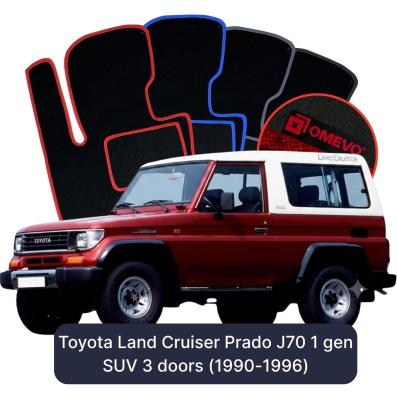 Velours-Autofußmatten OMEVO für Toyota Land Cruiser Prado J70 1 gen SUV 3 Türer (1990-1996)