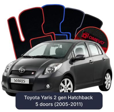 Velours-Autofußmatten OMEVO für Toyota Yaris  2 gen Kompakt 5 Türer (2005-2011)