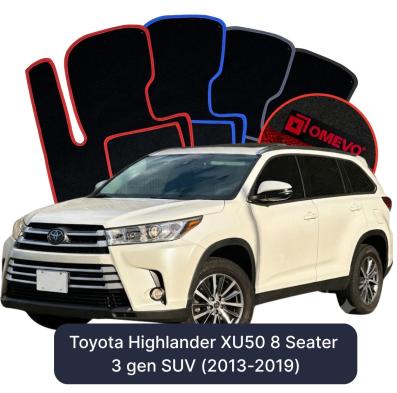 Velours-Autofußmatten OMEVO für Toyota Highlander XU50 8-Sitzer 3 gen SUV (2013-2019)